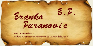 Branko Puranović vizit kartica